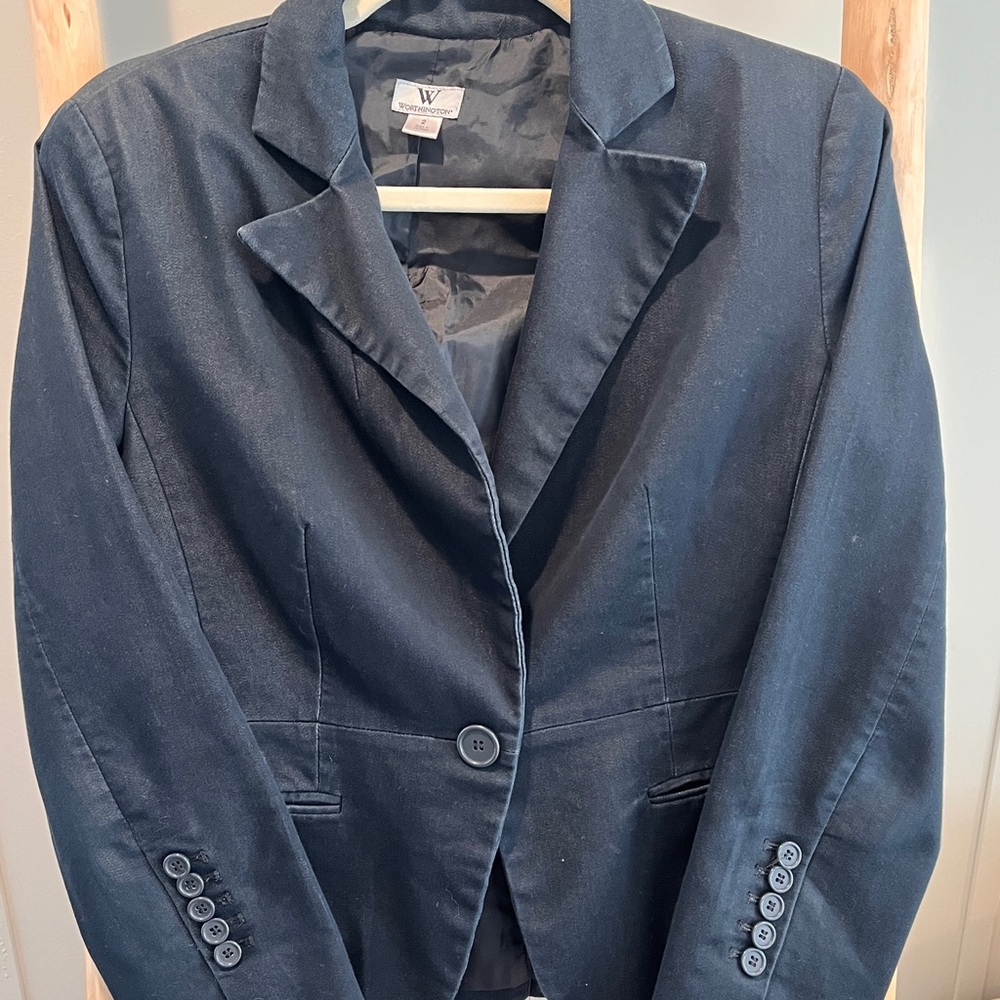 Worthington Dark Navy Single-Button Tailored Blazer